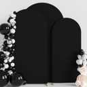 Wokceer Wedding Arch Cover (8FT, 7.2FT, 6.6FT) Set of 3 Spandex Fitted Wedding Arch Stand Covers Round Top Chiara Arch Backdrop Stands Cover for Birthday Party Ceremony Banquet Decor Black