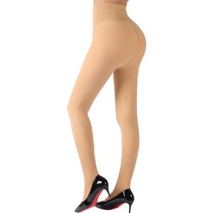 DancMolly Fleece Lined Tights Women Skin Color Warm Thermal Winter High Waist Leggings with Fuzzy Lining (S)
