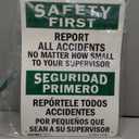 SmartSign - S-5981-PL-14 "Safety First - Report All Accidents To Supervisor" Bilingual Sign | 10" x 14" Plastic