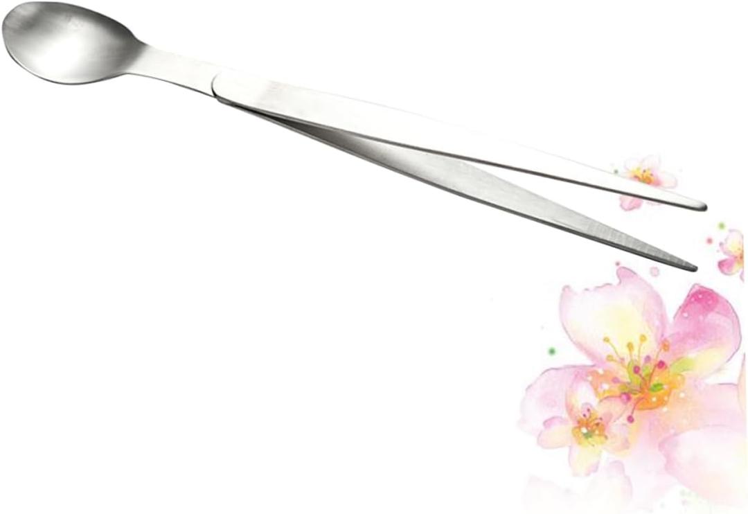 Stainless Steel Flavor Test Spoon, Metal Tasting Spoon, Silver Dessert Cooking Tweezers, Tableware, Drink, Basting Chopsticks, Meat Fork 2-in-1