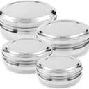 CRAFTONE Stainless Steel Storage Dabba Containers Set of 4 Pcs, Puri Dabba, Kitchen Chapati Chocolate Canisters (37 Oz, 55 Oz, 71 Oz and 90 Oz)
