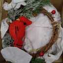 2Pcs Small Christmas Wreath with Cardinal, 9-inch Mini Wreaths for Cabinets, Cabinet Wreaths for Kitchen Christmas, Wreaths for Windows 