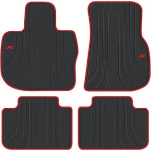 Floor Mats for 2018-2024 BMW X3 G01 X4 G02 Rubber Floor Liners Set Custom Fit for BMW X3 G01 X4 G02 All Weather Accessories 1st & 2nd Row Floor Mats Heavy Duty Odorless Black Red