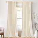 StangH Cream White Velvet Curtains 96 inches Long for Nursery Kids Room, Thick Soft Light Reducing Privacy Protect Window Drapes for Living Dining Room/Hotel/Hall, W52 x L96, 2 Panels (White Series - Ivory White)