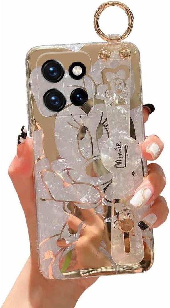 for Motorola Moto G Stylus 5G 2025 Case 6.7" Cute with Wrist Strap Stand Glitter Bling Cartoon IMD Soft TPU Shockproof Protective Case - Minnie