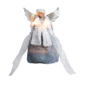 MUMTOP 12-Inch Angel Christmas Tree Topper, Angel Tree Topper with Lights Xmas Angel Figurine Ornament for Christmas Tree Home Indoor Holiday Party Decor, Blue