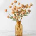 Hananona 12 Pcs Artificial Chrysanthemum Flowers, Beige Kiku Pom Pom Mums Flower Fall Faux Floral Arrangements Centerpiece for Autumn Home Kitchen Decor (12, Beige)
