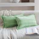 Neelvin Set of 2 Velvet Decorative Throw Pillow Covers 18x18 Inch Green Modern Luxury Cushion Covers Textured Pillow Cases for Living Room Home Decor Couch Sofa