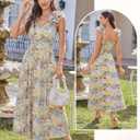 GRACE KARIN 2025 Women's Summer Floral Print Dress Sleeveless Casual Flowy Sundress A Line Ruffle Wedding Guest Outfit (Yellow, XXL)