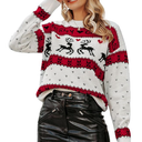 Amegoya Women's Funny Ugly Christmas Knitted Sweaters Crewneck Cute Reindeer Sweater Pullover for Holiday Party. Size M