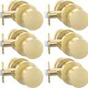 Goldenwarm Gold Door Knobs Interior, Zinc Alloy Brushed Gold Privacy Door Knobs, Interior Door Knobs for Bedroom, Bathroom, Brushed Brass Indoor Door Knobs, Heavy Duty Round Ball (6 Pack)