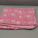 Labhanshi Indian Handblock Print Floral Cotton Rectangle 72x135 Inch 10-Seater Dining Tablecloth|Washable Fade-Resistant Spring Easter Outdoor Camping Festive Holiday Table Cover|Hot Pink