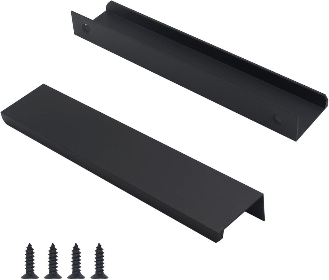 30 Pack Modern Kitchen Cabinet Handles, Black Finger Pulls for Cabinets 5.9inch/150mm Length, Matte Black Edge Cabinet Pulls, Drawer Tabs Pull Hardware Concealed Tab Handle