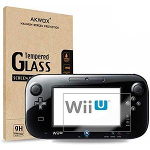 (Pack of 2) Tempered Glass Screen Protector for Nintendo Wii U, Akwox [0.3mm 2.5D High Definition 9H] Premium Clear Screen Protective Film for Nintendo Wii U