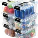 Plastic Storage Bins with Lids 6 Packs, 7 Quart Storage Organizer Bins with Buckle-Up Latches and Handle, Stackable Storage Containers for Home Pantry Office Classroom Organization, Clear (Black)
