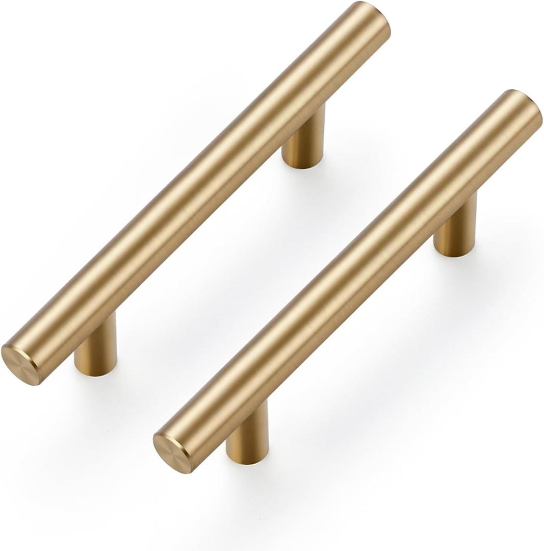 Ravinte 3 Pack 5 Inch Cabinet Pulls Champagne Bronze Stainless Steel Kitchen Drawer Pulls Cabinet Handles 5 InchLength, 3 Inch Hole Center