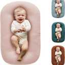 Baby Lounger Play Mat,Baby Lounger for Newborn Tummy Time for Babies in Bed,0 Angle Newborn Loungers Babies Nest for Boys & Girls 0-12 Months(Pink)