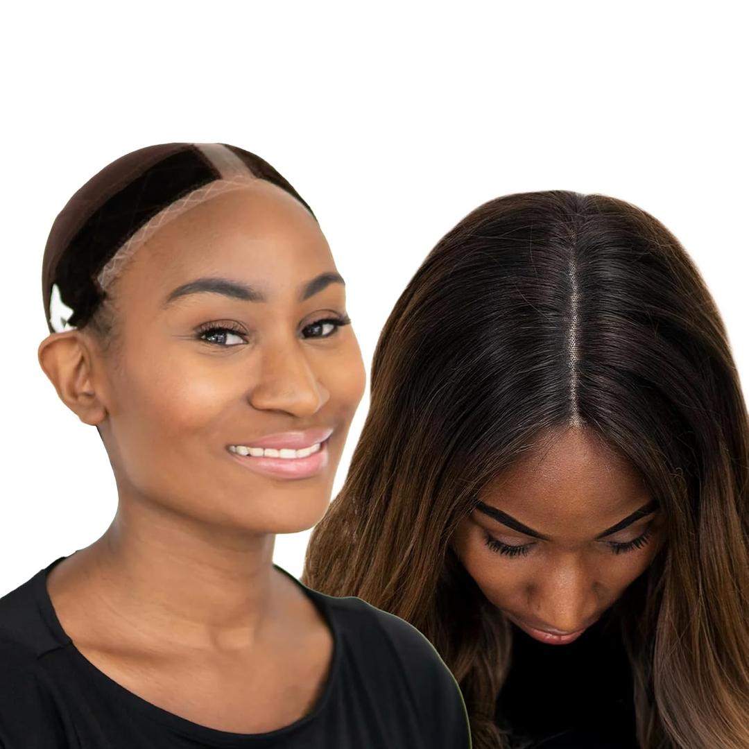 MILANO COLLECTION Lace WiGrip & Lace WigCap Combo, Premium Lace Wig Cap & Wig Band for Women, Adjustable, Reinforced Swiss Lace by HAIRLINE, Secure Velvet Headband, Chocolate Brown
