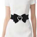 Women's Elastic Heart Rhinestone Bow Belt Stretch Ladies Belts for Dress (Large, Black)