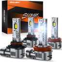 SEALIGHT // and / Fog Lights Combo, 100,000LM Wider Driving Vision, 9005 H11 Fog Lights with Cooling Fans, Plug and Play, Pack of 4