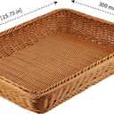 MANCHAP 3 PCS 16 Inch Poly Wicker Bread Baskets, Handmade Rattan Woven Pantry Organizer, Tabletop Food Serving Baskets Rectangle Storage Basket for Home, Restaurant, Hotel, Brown