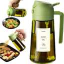 TrendPlain - Original 16oz/470ml Olive Oil Dispenser Bottle for Kitchen Gadgets and Air Fryer Accessories - Olive Oil Sprayer for Cooking w/Stickers - Green