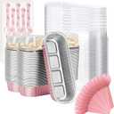 Mini Loaf Baking Pans with Lids And Spoons (100 Pack, 6.8oz) Rectangle Aluminum Foil Baking Pans Tins Containers - Cupcake Containers Wrappers Cheesecake Creme Brulee Ramekins (Pink)