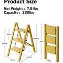 BEFITMACE 3 Step Stool Foldable Ladder, Lightweight Aluminum Step Ladder