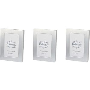Set of 3 Mini Metal Picture Frame Set 2.5x3.5 Inch, Silver Small Picture Frame with Picture Storage Behind, 2 1/2x3 1/2 Inch Small Picture frame (Silver, Rectangle)