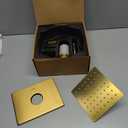 KENES Modern Brushed Gold Shower Faucet, Square Shower Trim Kit with Single-Spray Stainless Gold Rain Shower Head, Shower Trim Systems Wall Mount, KE-6025B-4 (Shower Valve Included)