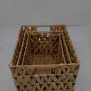 Flared Braided Water Hyacinth Baskets With Handles Natural Set Of 3 