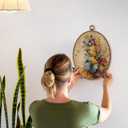 AEHIE Vintage Fall Butterfly Oval Wall Art Decor, Autumn Colorful Butterfly Floral Canvas Artwork Framed, Retro Rustic Oval Wall Art for Home Bedroom Living Room Decor, 11x8.5 Inches