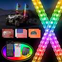 2PCS 6FT Whip Lights for UTV ATV with DIY Length, Tripled Brighter Led Whip Light W/Rocker Switch & 6 Flags, Spiral Chasing Lighted Antenna Whip with APP & Remote Control for RZR SXS Can-Am