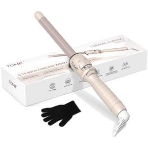 ToMe 3/4 Inch Curling Wand, Ceramic Small Barrel Curling Iron for Short & Long Hair with Glove Included, Adjustable Temperature, Auto-Off, Dual Voltage Travel Curling Iron