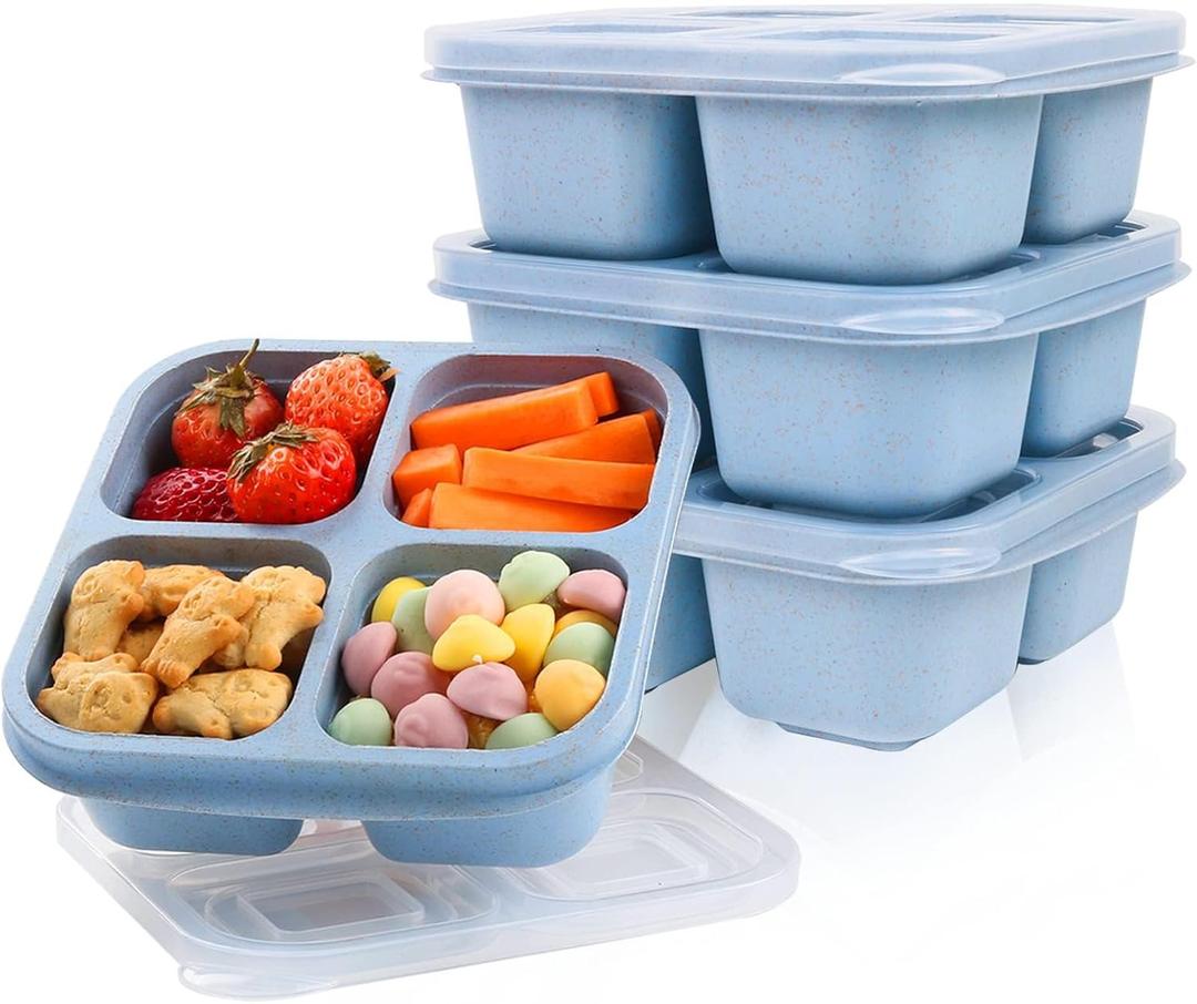Snack Box,4 Compartment Snack Containers, Prep Containers Reusable,Snack Containers,Bento Box,Snack Box Container for Candy, Nuts, Cookies, Fruit, Snacks, Party Favor, Home Decor (Blue)