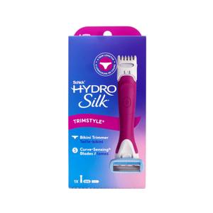 Schick Hydro Silk TrimStyle Razor with Bikini Trimmer for Women | 2-in-1 Bikini Razor for Women and Womens Trimmer for Pubic Hair, Includes 1 Waterproof Handle, 1 Refill & 1 AAA Battery