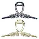 2 Pack Large Claw Clips with Pearl and Rhinestone, Hair Clips for Women, Metal Hair Claw Clips, Strong Hold Metal Claw Hair Clips for Ladies Thick Hair & Thin Hair, Non-Slip/Rust Claw (2 Pack)