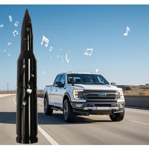 Car Truck Bullet Antenna 50 Cal Bullet Antenna Truck Accessories Universal Replacement for GMC Sierra 1500 Chevy Dodge Ram Silverado 1500 2500 3500 Ford F150 F250 F350 Spiral Pattern (Black, 7.8inch)