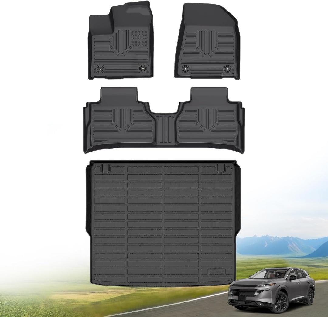 Hutisya-Floor Mats & Cargo Liner Set Fit for 2025 2026 Nissan Murano All Weather Protection Anti-Slip & Durable TPE Full Set Liners Automotive Accessories-Black