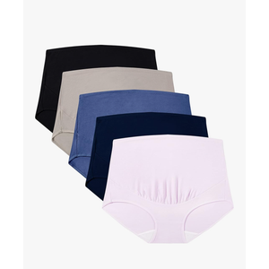 Mama Cotton Women's Over The Bump Maternity Panties High Waist Full Coverage Pregnancy Underwear Multi-Pack, Size Medium