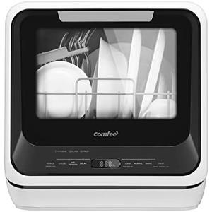 COMFEE' Portable Mini Dishwasher Countertop with 1.32Gal Built-in Water Tank for Apartments& RVs, No Hookup Needed, 6 Programs, 360° Dual Spray, 162℉ High-Temp& Air-Dry Function