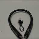 Bluetooth 5.3 Neckband Bluetooth Headphone, Sweat Resistant Noise Cancelling Stereo Headphones, and Retractable Ear Tips for Music, Conference, Videos（Bright Black）