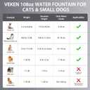 Veken Innovation Award Winner Stainless Steel Cat Water Fountain, 108oz/3.2L Automatic Pet Fountain Dog Water Dispenser with 3 Replacement Filters & Silicone Mat, Gifts for Cats, Dogs (Silver)