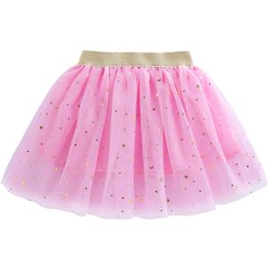 Jastore Girls Layered Rainbow Tutu Skirt Dance Dress Ruffle Tiered Clubwear (US, Age, 2 Years, 6 Years, Star-Pink)
