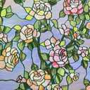 3D Stained Glass Window Film, Decorative Window Privacy Film for Bathroom, Front Door, Home, Sun Blocking Heat Control, Static Cling, Beast Rose 23.6inch x 35.4inch
