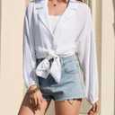 Bsubseach Swimsuit Coverup for Women Button Down Bathing Suit Beach Shirt | Suit Lapel & Lantern Sleeves, Loose Draped Hem, Quick-Dry Shrink-Resistant Fabric, Casual Gathering & Office Outings (White, XXL)