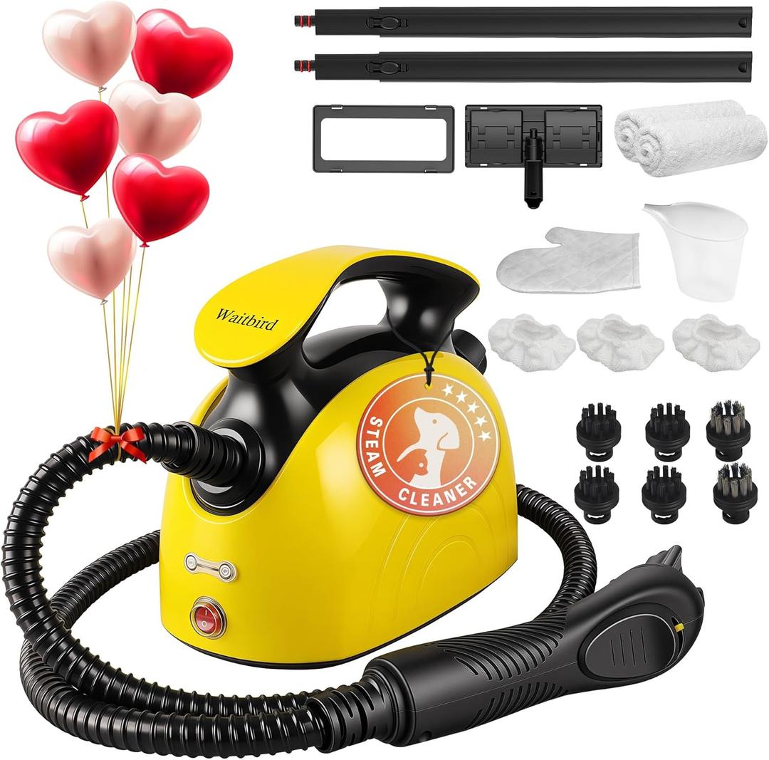 Steam cleaner, 1500w Steamer Cleaning Fast Heating Multi-Surface Steam Cleaner for HomeSteamer Cleaning for Grout (Yellow)