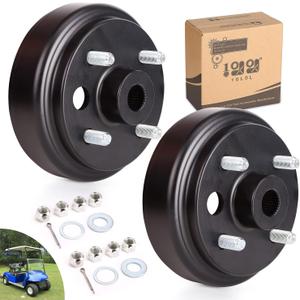 10L0L 21807G1 Golf Cart 1 Inch Large Hole 30 Teeth Spline Brake Drum Assembly for 4 Cycle Gas 1991-Up EZGO TXT, RXV, Marathon, Medalist, Columbia, OEM# 21807-G1, 41843-94 (2 Packs)