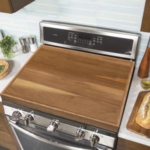 YUHFERA Stove Cover Board for Gas Stovetop - 30" x 22" Noodle Board Electric Stove Cover for RV Stove Top, Extra Countertop Space for Kitchen StovetopAcacia, 29.92 X 22.05 Inches