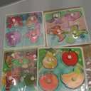 Wooden Peg Puzzles for Toddlers 1-3, Kids' Educational Preschool Peg Puzzle Toy, Set of 4 Toddler Puzzles - Farm, Dinosaur, Fruit and Marine Animals, Ideal Gift for Ages 1 2 3 Boys and Girls